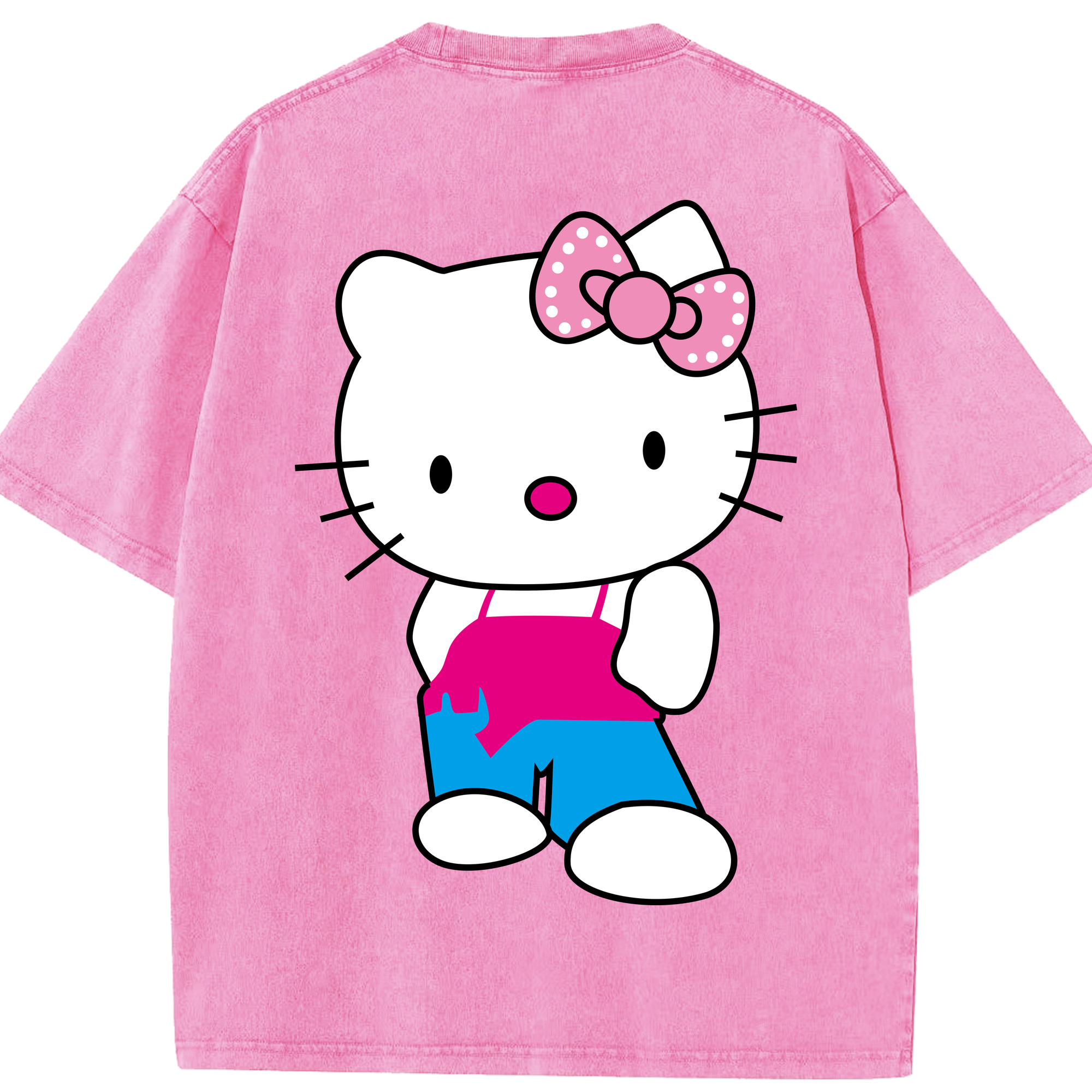 （画像用） Hello Kitty ハローキティ 綿100% ヴィンテージ風 半袖Tシャツ（背面プリント）